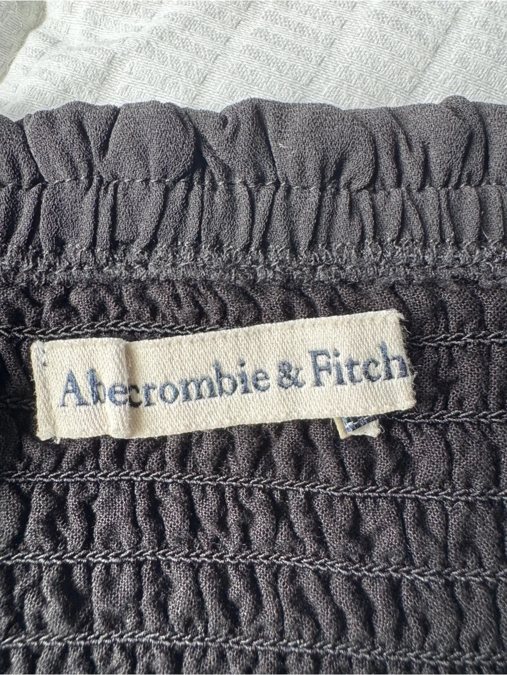 Abercrombie & Fitch black smocked puff sleeve blouse size S